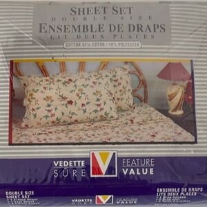 Vintage NEW Double Sheet Set with 2 Pillow Cases Grandma Cottage Country Floral